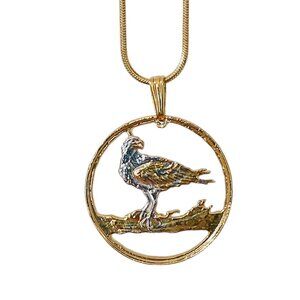 Bald Eagle w/Gold Wing Pendant Necklace